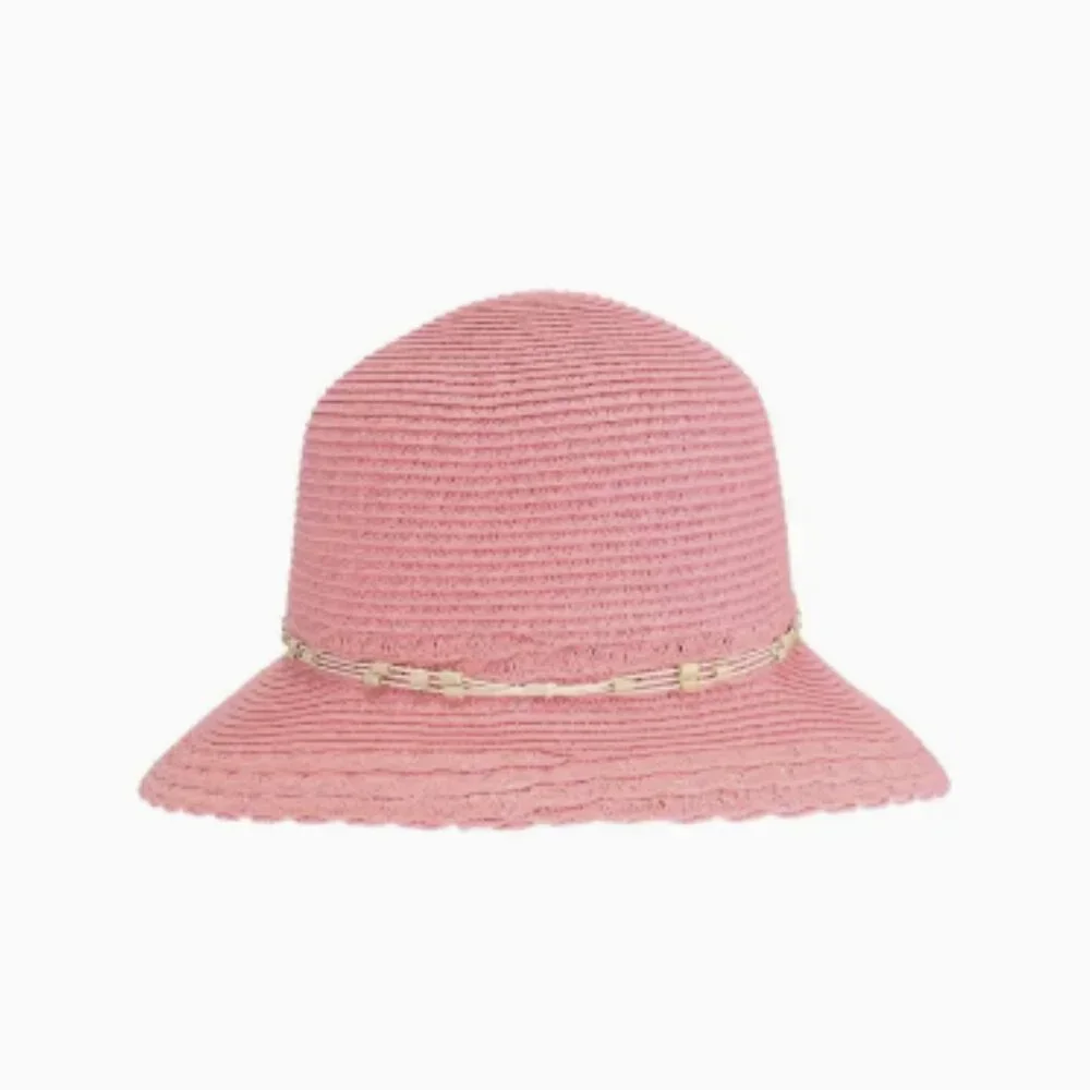 Wooden Bead Trim Cloche C.C Sun Hat or straw bucket hat - Picture 8 of 8